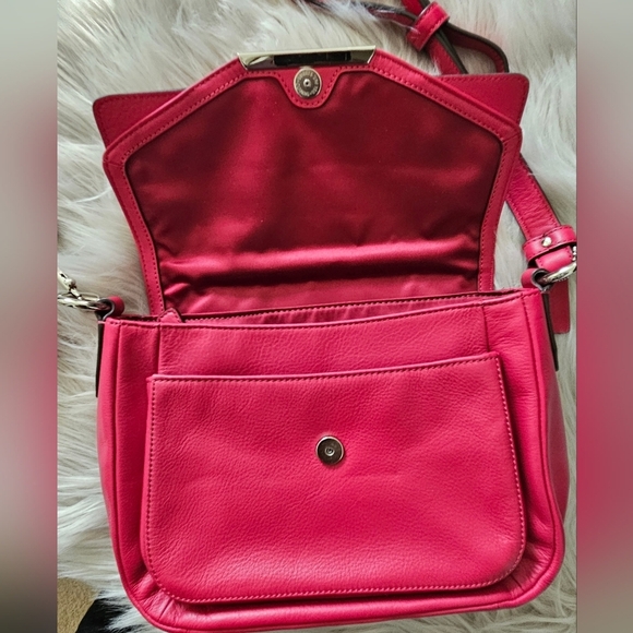 Coach pink berry leather mini flap crossbody bag handbag - Picture 8 of 14